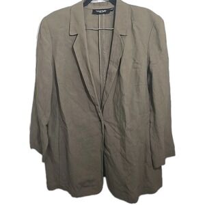 Emanuel Ungaro Brown Tan Blazer Jacket Linen Blend Womens Size 16/50‎